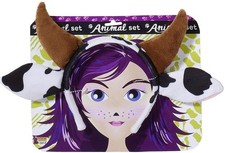 Cow Kit Farm Animal Horn Headband Fancy Dress Up Halloween Costume Accessory