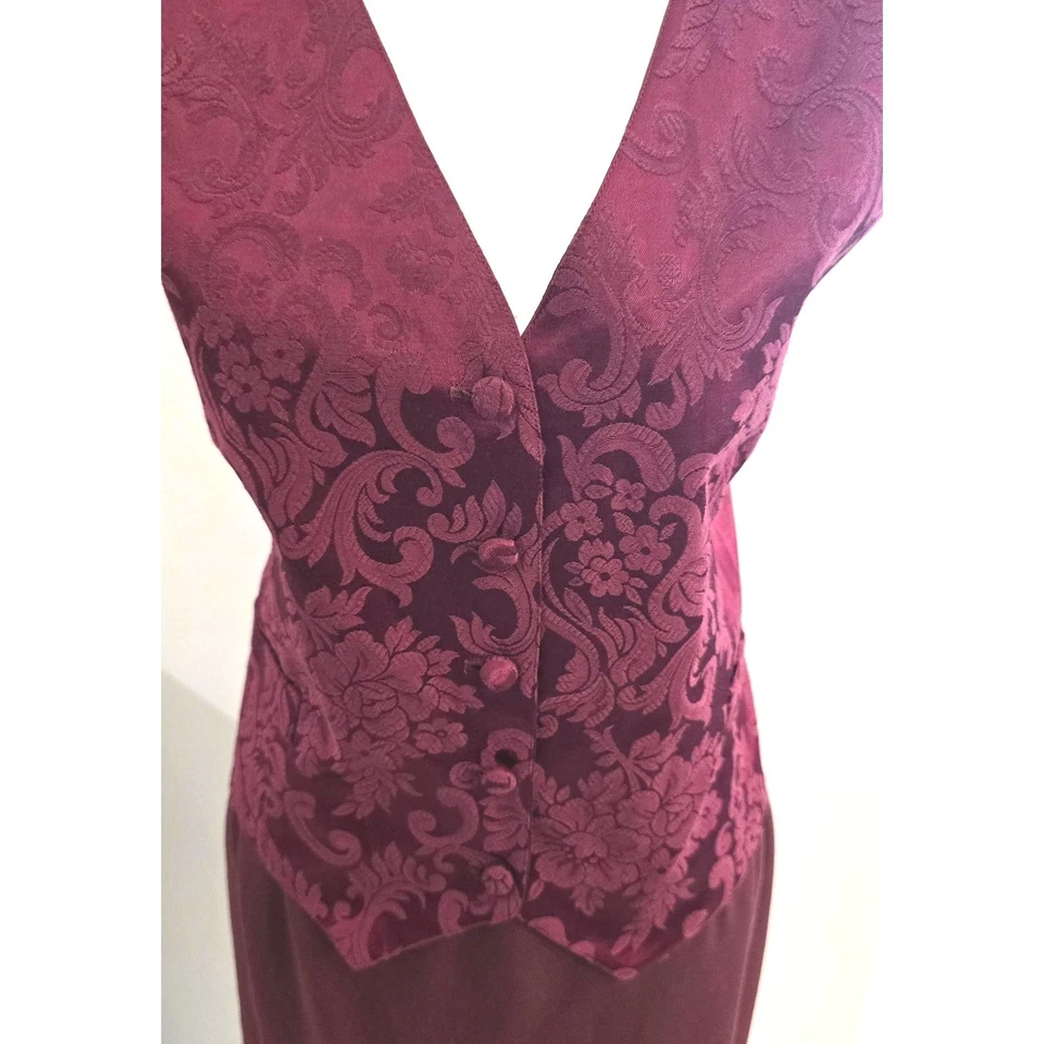 Conjunto Chaleco Falda Maggie McNaughton Años 90 Vintage Mujer 16W/14 Borgoña Hecho en EE. UU. Foto 2 de 4