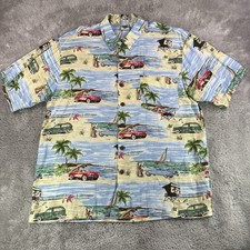 VTG Disney Catalog Shirt Mens Large Beach Car Mickey Minnie Rayon Aloha Hot Rod
