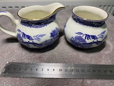 Wade Vintage Ringtons Tea Jug + bowl/vase White/ Blue Ceramics VGC+