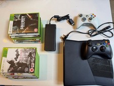 Xbox 360 S - 4GB - Mega Bundle - Tested- Power supply, 2 Controllers, 14 Games