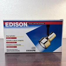 Vintage 1995 Edison Track Lighting System Brass With Black Baffle E9305PB