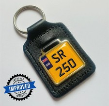 Yamaha SR 250 Reg GB Number Plate Real Leather Keyring for SR 250 Parts NOS