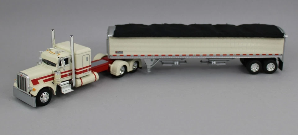1:64 DCP *CREAM & RED* Peterbilt 379 48" Flattop & Wilson Grain Trailer NIB - Image 2 of 4