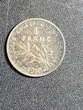 1919 France 1 Francs - Silver (0.835 fine, 0.134 oz ASW) - Solid VF    stk#R28