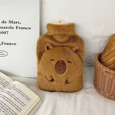 1Pcs PVC Water-Filled Hot Water Bag Winter Warming Essential with Cartoon Plush 