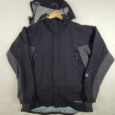 Patagonia Jacket Vintage Men's Large Gravity Black Hooded Zip Pockets Ski