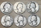 1940's P & D Silver Quarters, 6 coin lot - 90% Silver, Perfect 4 Albums, Q405z