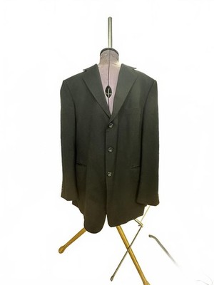 Steed Savile Row London Classic Black Checkered Wool Herren Blazer Sakko 46R