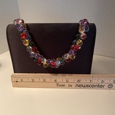 Beautiful Black Day Or Night Evening Bag With Colored Handle Made Of Beads