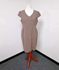 Planet Brown Smart Formal V Neck Dark Calico Brown Work Office Dress UK Size 18