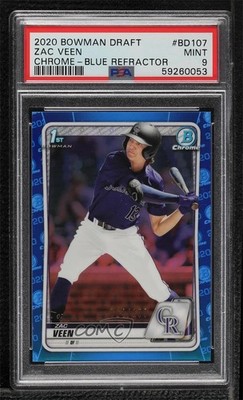 2020 Bowman Draft Chrome Blue Refractor 24/150 Zac Veen #BD-107 PSA 9 MINT 15z9