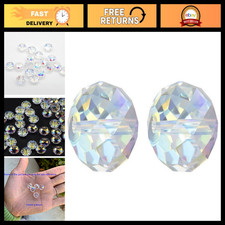 50pcs 10mm Faceted Rondelle Crystal Beads Clear AB - Sparkling Jewelry Making Su