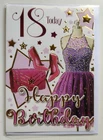 18TH FEMALE BIRTHDAY GREETING CARD 7"X5"PARTY DRESS &SHOES FREE P&P