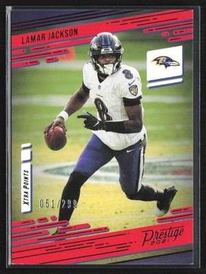 Lamar Jackson 2021 Panini Prestige Xtra Points Red /299 #22 Baltimore Ravens