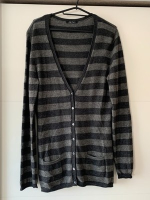 JOE TAFT Damen Strickjacke Jacke grau gestreift Gr. 40 Kaschmir 