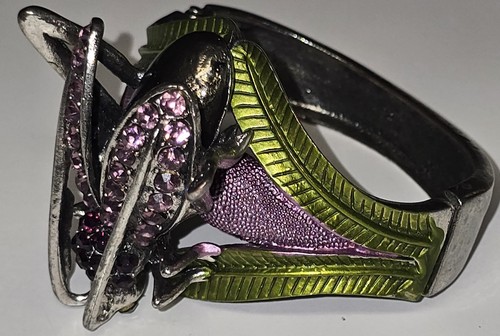 VTG Crystal Rhinestone Statement Clasp Cuff Statement Bracelet Art Deco MCM 90s - Picture 2 of 7