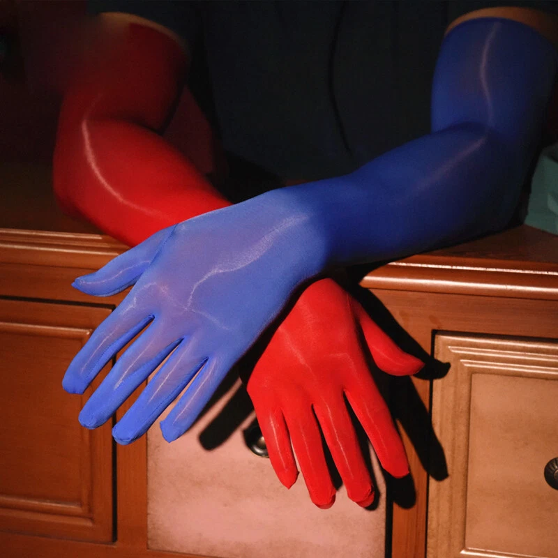 1 Paar Damen Lang Fingerhandschuhe Glänzend Seidig Zubehör Party Hochzeit Club - Bild 2 von 4