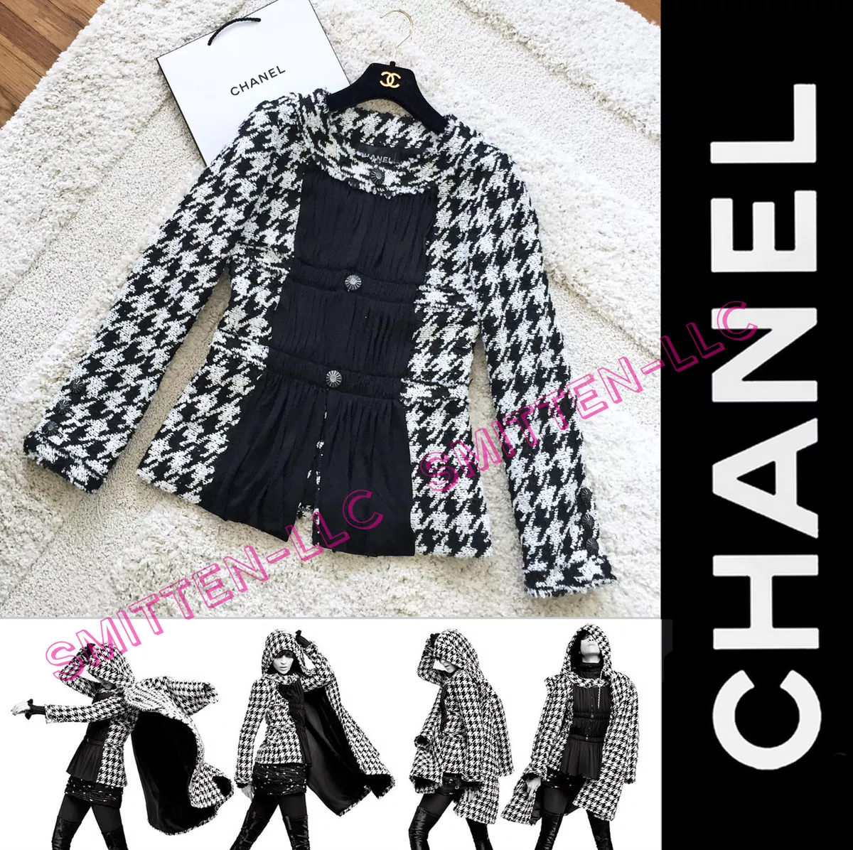 $7,230 CHANEL 16PF Black White Houndstooth Tweed JACKET * FR 36 /US 2 ~  PRISTINE