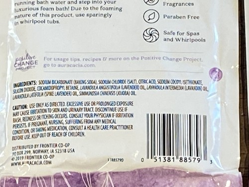 AURA CACIA Aromatherapy FOAM BATH~Lot of 6~LAVENDER 2.5 Oz Packages Expired - Picture 5 of 7