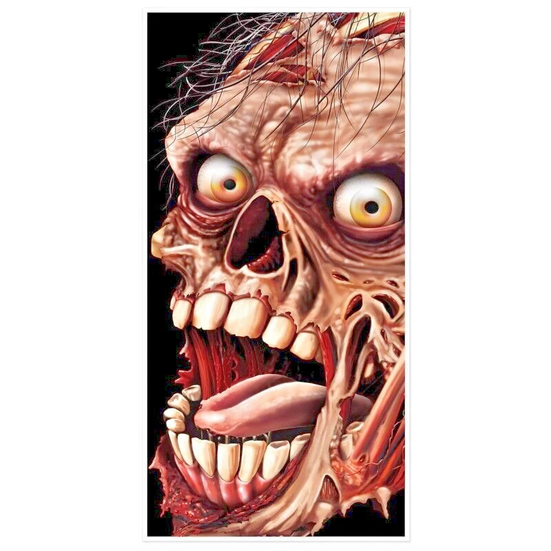 FUNDA PUERTA ZOMBIE HALLOWEEN TERROR FIESTA COLGANTE DECORACIÓN CARTEL WALKING DEADS Foto 2 de 3