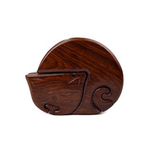 Vintage Hand Made Wooden Cat Puzzle Box 7 pieces Made in India