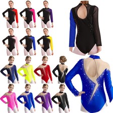 Girls Sparkly Rhinestone Gymnastics Ballet Leotard Figure Skating Performance
