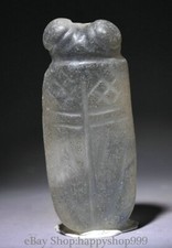 3" Old Chinese Hongshan Culture white Crystal Insect Cicada Statue Pendant