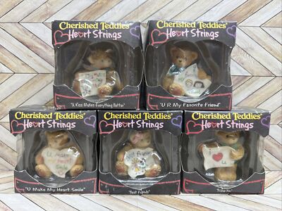 Cherished Teddies - ENESCO - Lot Of 5 Mini Figurines - Heart Strings - VTG 2000