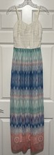LILY ROSE Size M Cream Lace Maxi Dress Long Pastel Womens