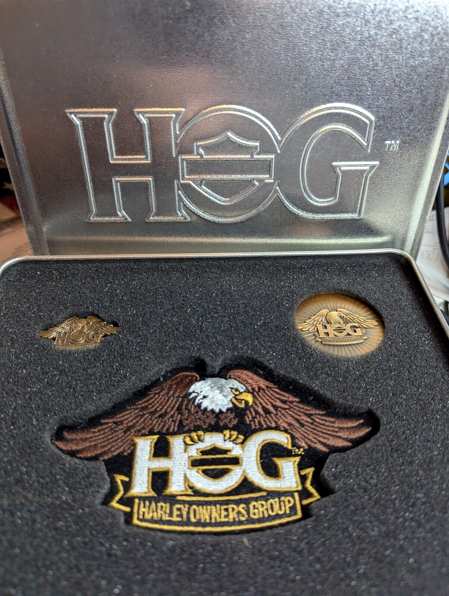 Harley Davidson HOG Pin Token Patch set in Tin Harley Owners Group
