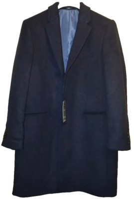 MENS M&S COLLECTION TAILORED FIT WOOL BLEND REVERE COAT SIZE XXL NAVY - BNWT