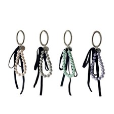 Sweet Ribbon Bowknot Pearls Keychain Pendant Keyring Charm Lovely Decoration