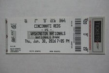 NATIONALS VS REDS 6/30/2016 FULL TICKET~ DANNY ESPINOSA (2HRs W/GRAND SLAM+7 RBI