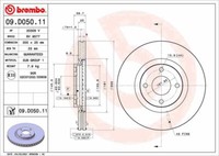 2X Brembo 09.D050.11 Bremsscheibe FüR Ford