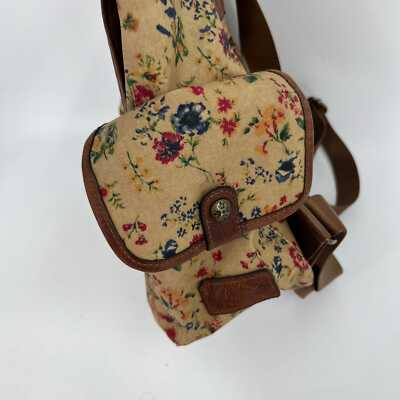 Patricia Nash Tan Floral Canvas & Leather Backpack | Gold 