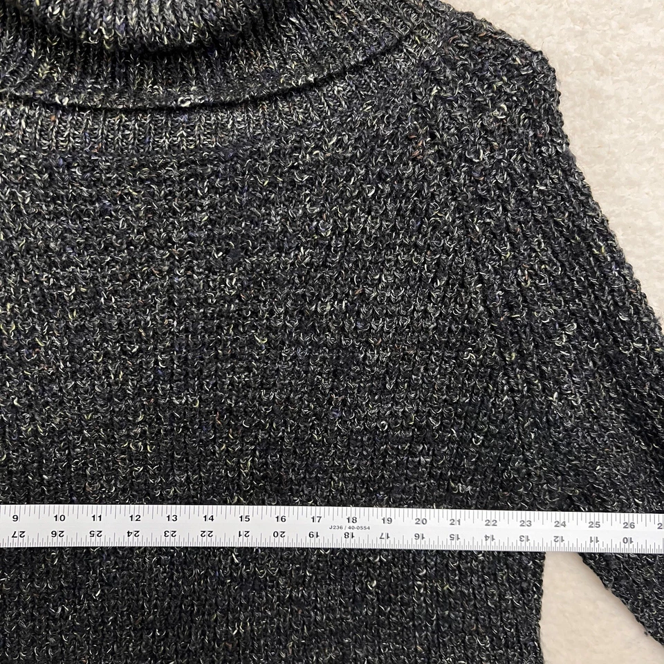 Free People Sweater Women’s L Dark Gray Dylan Tweedy Turtleneck Chunky Fisherman - Image 4 of 4