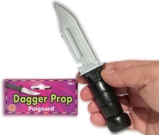 7” FAKE PLAY DAGGER Plastic Knife Costume Prop Toy Weapon Combat Silver Blade Sm