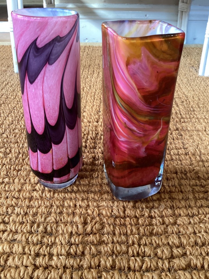 2 hand made studio art glass vases eBay