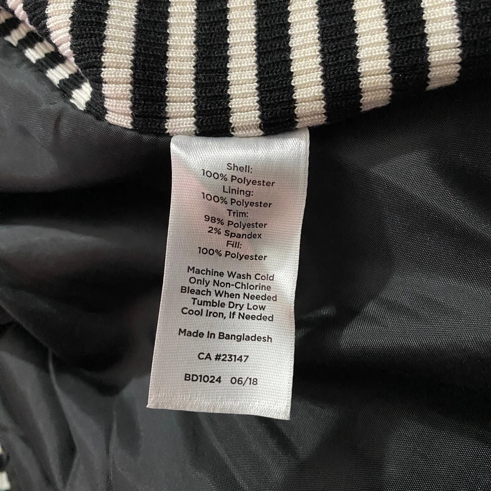 Talbots Womens Vest Sz M Black White Side Stripe Quilted Zip Front Lighweight - Image 4 of 4