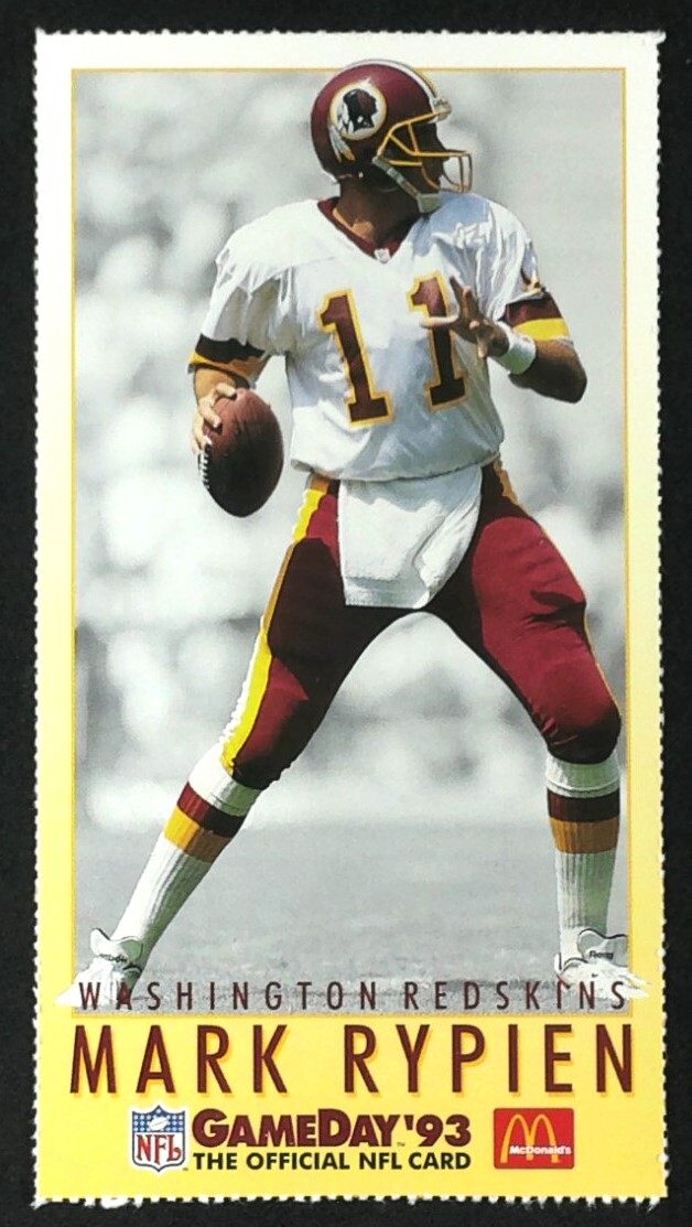 1993 GameDay McDonald's All Stars Mark Rypien #18 FOOTBALL Washington Redskins