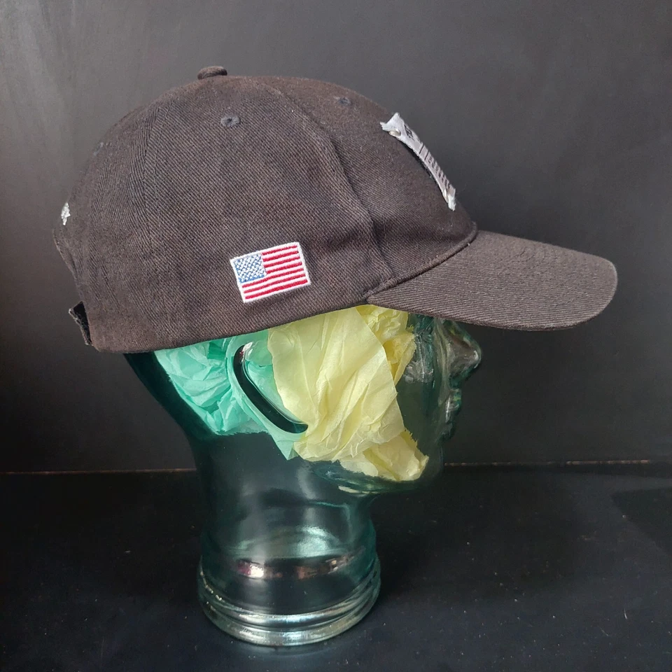 The Classic Blackhawk Black W/Descriptive Logo & American Flag Hook N Loop Hat - Image 2 of 4