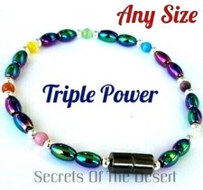 TRIPLE POWER Magnetic Rainbow Hematite Bracelet Anklet Necklace W Magnetic Clasp