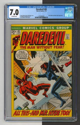 Daredevil #83, CGC 7.0, John Romita Sr., Black Widow & Mister Hyde, Marvel, 1972