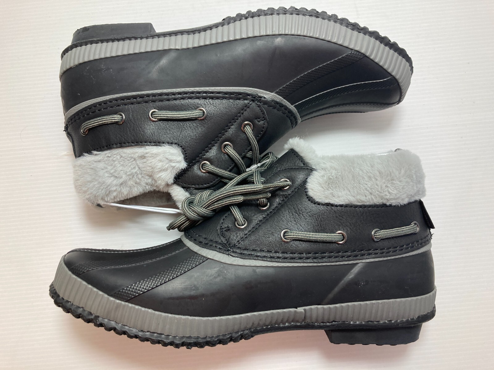 JSPORT Women's Mary Ankle Boots Rubber W/ Fur Trim Black Pick Size