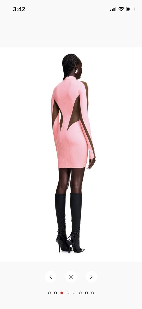 mugler h&m mesh-paneled mini dress Mesh and jersey-paneled minidress in black - Mugler