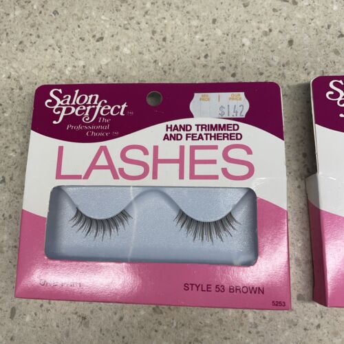 (2) Vintage Salon Perfect Eyelashes #53 Brown - 1987 Hand Trimmed Feathered NEW! - Picture 2 of 8