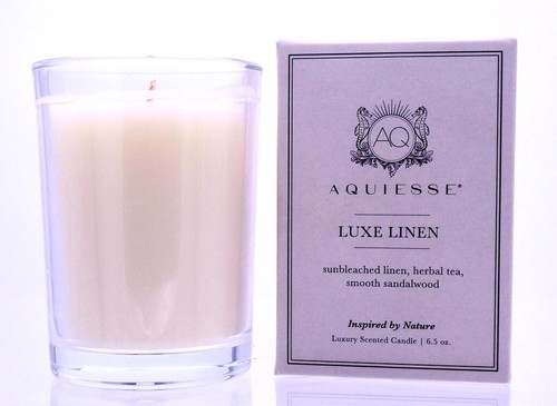Aquiesse LUXE LINEN Candle 6.5 oz Soy Wax 55 Hours Burn Time LOT X 2 Luxury - Picture 2 of 2