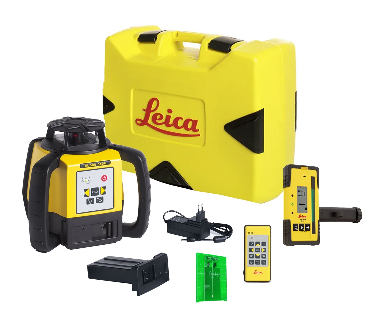 LEICA Rugby 640G Case RE120G Green Rotating Laser Remote Li-Ion Smart Adapter