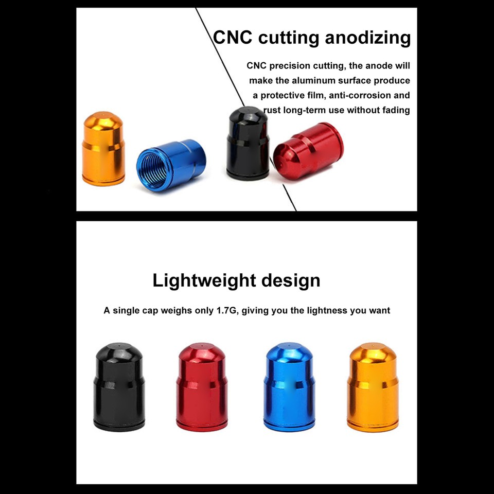 2PC Bicycle Tire Valves Caps Air Valve Caps Aluminium Alloy for Road